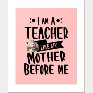 I'm a Teacher, like my Mother before Me with Kitty and apple Posters and Art